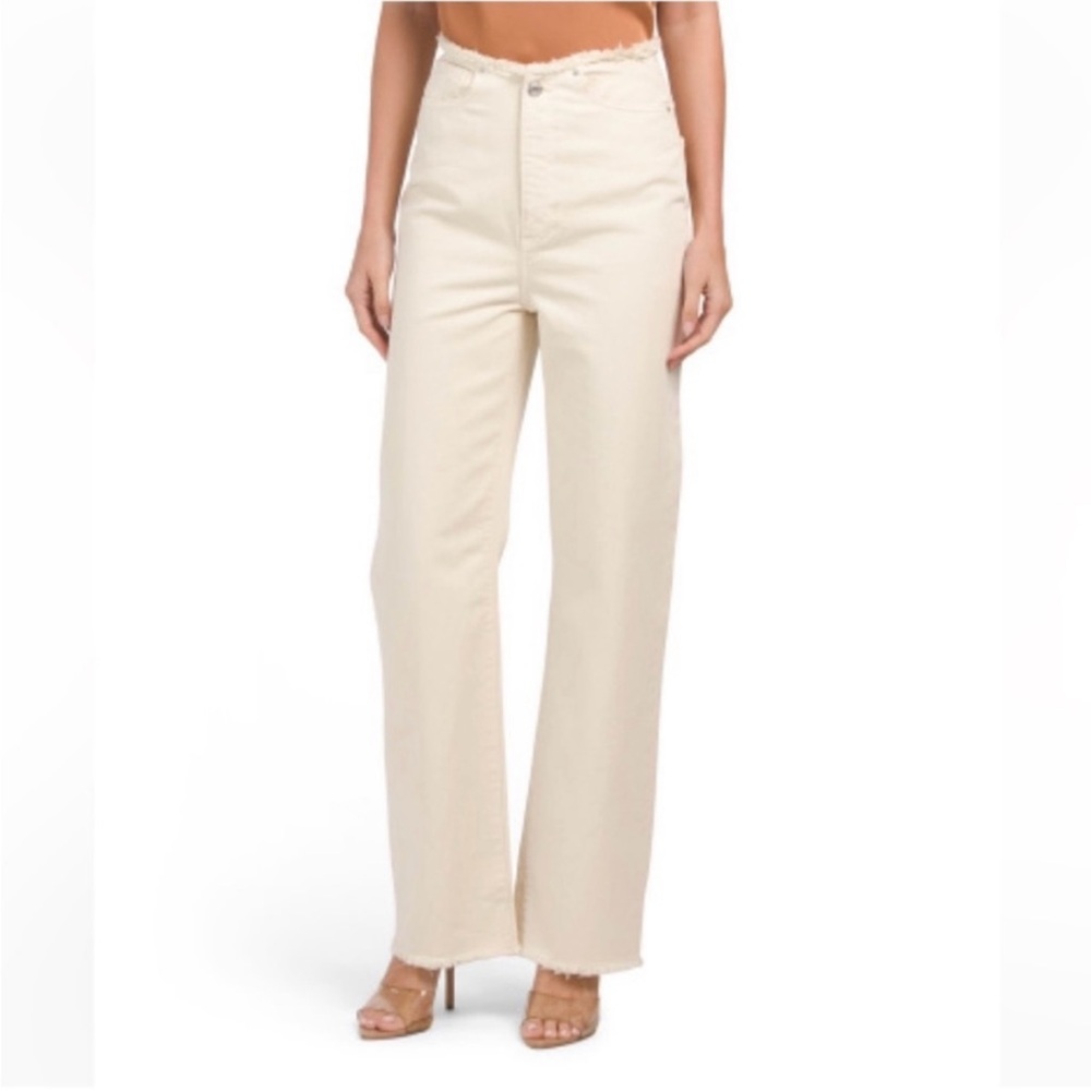 WeWoreWhat Cream Frayed Jeans Size 32